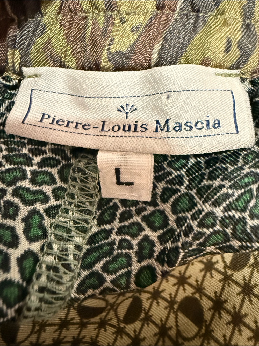 Silk Patchwork Ankle Pants Botanical Boho Pierre-Louis Mascia L - Picture 7 of 8